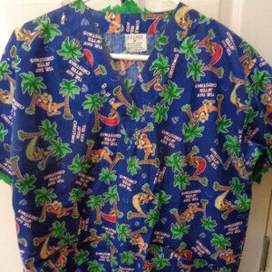 Trend Nurse's Uniform Scrub Top Medium Blue Santa The Day After Christmas